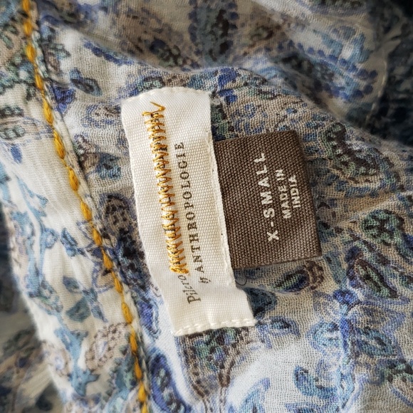 (XS) Pilcro and the Letterpress by Anthropologie Paisley 100% Cotton Bohemian - Picture 3 of 10